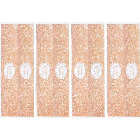 Lot de 25 étiquettes personnalisées pour gourdes, autocollants rose doré brillants, thème joyeux anniversaire, papier imperméable, décorations de bouteilles (1/5)