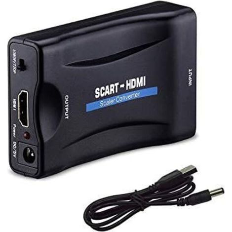 Péritel vers HDMI Adaptateur,1080p HD Convertisseur Scart vers HDMI Compatible pour NTSC PAL pour Sky HD Blu Ray PS3 TV VCR VHS, etc. (1/5)