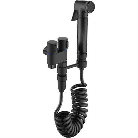 Douchette de bidet murale hygiénique avec robinet d'arrêt à double sortie, accessoires de toilette pour pommeau de douche (1/5)
