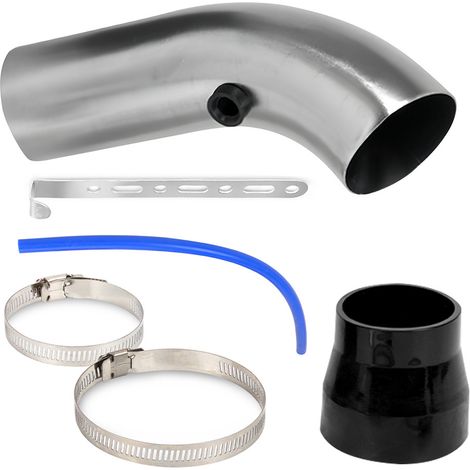 Kit d'admission d'air pour voiture avec filtre à air champignon de 76 mm (3 pouces) et débit élevé - conduit d'admission séparé - argent (1/4)