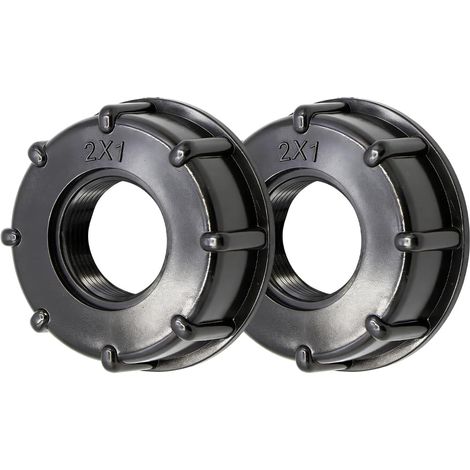 2 Pièces Adaptateurs pour cuve IBC de 1000 litres, bouchon central lisse noir 1" F, raccord pour eau et produits chimiques, filetage S60x6, étanches à la corrosion et aux fuites (1/5)