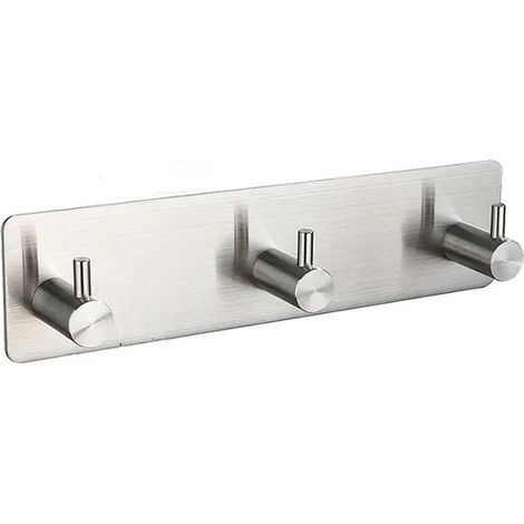 INF Porte-manteaux avec 3 crochets, crochets en acier inoxydable, rangement mural (1/5)