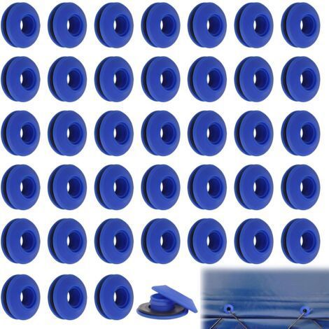 50 Œillets, Plastique Bleu 27x27x11mm, Résistant Corrosion, Pour Bâche Tente Piscine, Installation Marteau (1/5)