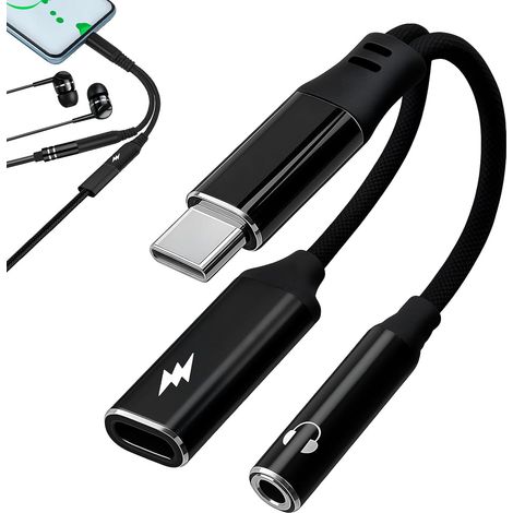 USB-C-auf-3,5-mm-Klinkenadapter mit 60-W-PD-Schnellladefunktion, 2-in-1-HiFi-Audio-USB-C-Konverter/DAC zum Musikhören und Laden, kompatibel mit Samsung S24/S23, iPhone 17/16/15, Huawei, Xiaomi und Pix (1/5)