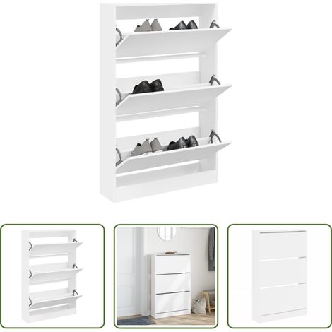 Schuhschrank Weiß - Schuhschrank Weiß 80x21x125,5 cm Holzwerkstoff (1/5)
