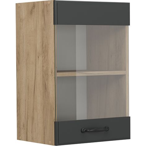 Küchenglashängeschrank R-Line, Anthrazit Landhaus, 40 cm, Vicco