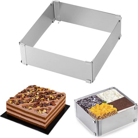 Cadre Inox Patisserie, Moule à Gâteau en Acier Inoxydable, Moule Réglable, Pour Mousse, Dessert, Restaurants, Famille (1/5)