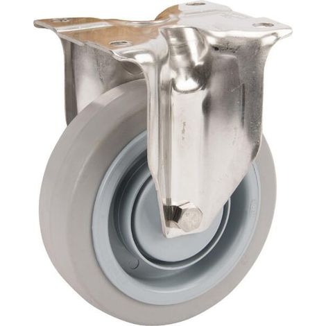 Roulettes pivotantes en acier inoxydable à bandage en caoutchouc gris élastique TENTE 8478UFC125P62 (1/2)