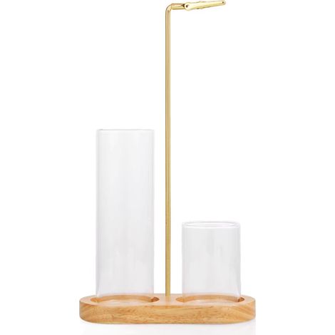 Beyamis Brûleur encens bois massif - Base verre forme 8 pour aromathérapie (1/5)