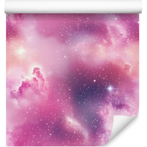 Papier peint aquarelle galaxie rose poudré et violet 50x1000 cm (1/5)