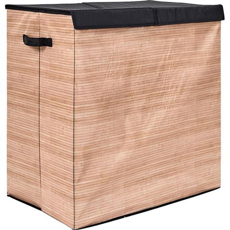 Panier à Linge Double Compartiments "Lou" 58cm Naturel (1/5)