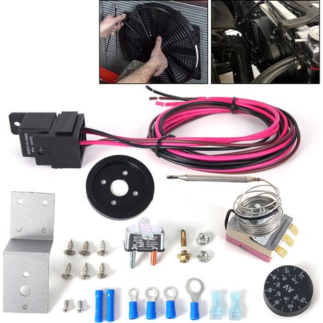 Kit de câblage pour relais de commande de ventilateur électrique réglable 12 V 60 A pour automobile (1/5)