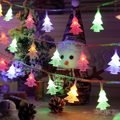 Guirlande lumineuse en forme de sapin de Noël, 6 m, 40 LED, à piles, 2 modes, couleur unique et lumineuse, pour l'intérieur (1/5)