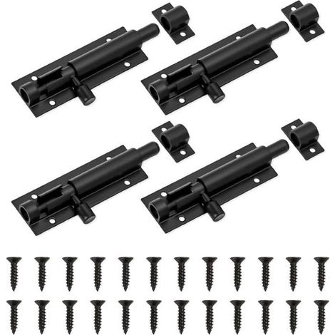 4 Pièces Verrou Targette Porte, Boulons de Verrouillage de Porte avec Vis Verrou de Porte à Boulon Coulissant Loquet Coulissant (1/5)