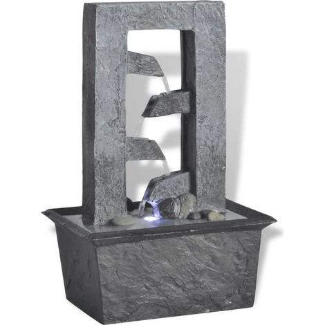 Fontaine d'intérieur avec éclairage LED, en polyrésine (1/5)