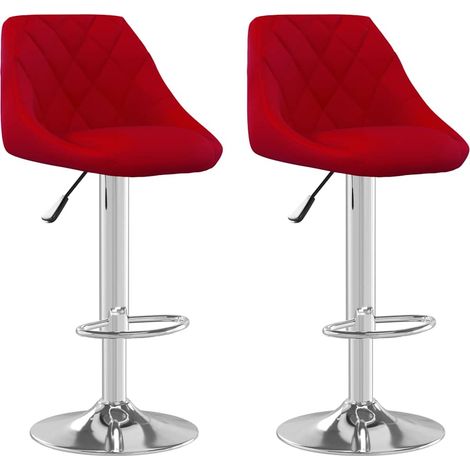Maison Exclusive - Tabourets de bar lot de 2 rouge bordeaux velours (1/5)