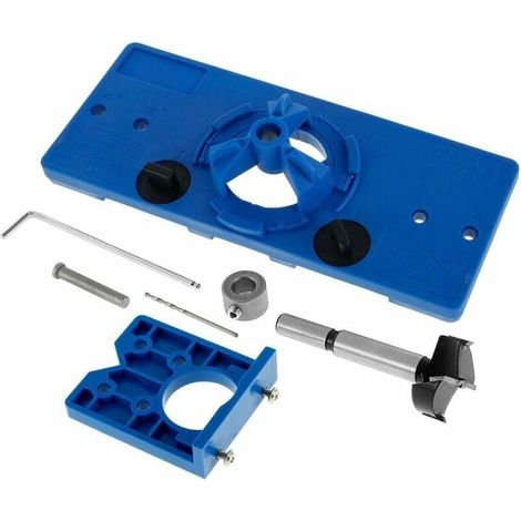 35 mm invisible hinge drilling jig and 35 mm hinge drilling set with 35 mm bit holder, depth stop hex key for woodworking YMYNY (1/4)