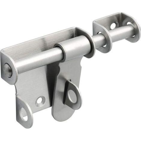 Robuste Verrou Porte Coulissante - Exterieur/Interieure, Loquet Portail en Acier Inoxydable pour Fenêtre, Placard et Jardin, Finition Brossée, Barre de 120MM (1/4)