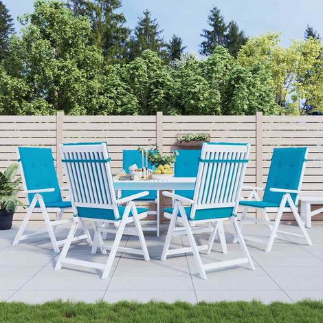 vidaXL Cojín silla de jardín respaldo alto 6 uds tela azul 120x50x3 cm (1/5)