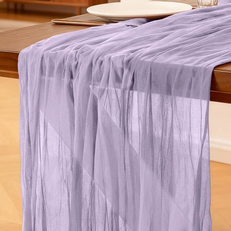Chemin de Table Lilas, 300 x 90 cm Style Bohème Chemin de Table en Gaze pour Mariage, Fête, Noël et Le Nouvel, Enterrement de Vie de Jeune Fille Décoration de Table de Cuisine