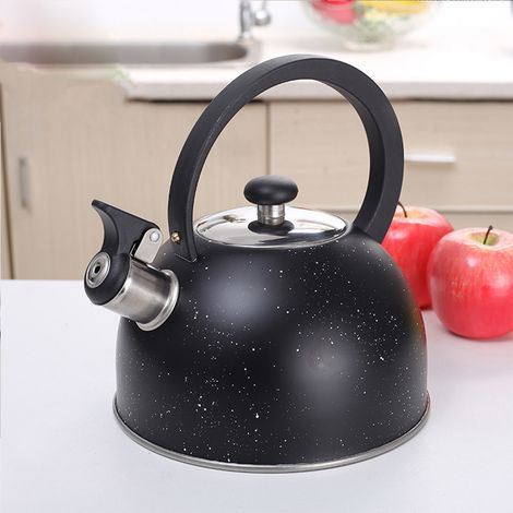 Bouilloire à sifflet noire avec poignée en forme de lune, nouvelle bouilloire à sifflet colorée, meilleure vente sur Amazon. (1/5)