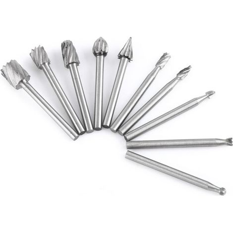 10-teiliges Set aus Wolfram-Hochgeschwindigkeits-Hartmetall-Rotationsfräsern mit 1/8\" (3 mm) Schaft / DIY-Rotationswerkzeug für Holzbearbeitung, Schnitzen, Gravieren und Bohren (1/5)