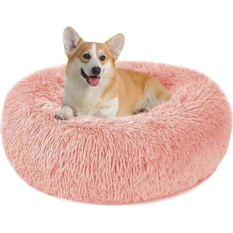 Panier Chien et Chat Moelleux Rond - Coussin Chat et Chien Anti Stress Apaisant en Peluche, Donut Lit Confortable Lavable pour Chat Chien Petit Moyen Taille (rose,60cm) (1/5)