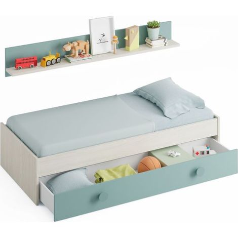 Cama doble juvenil Yuki Blanco Alpes - Verde Acqua (ancho) x 43cm (alto) (1/5)