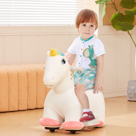 Elektrisches Einhorn für Kinder von 18 bis 36 Monaten mit 6-V-Batterie und Musik, 25 kg Tragkraft, 69 x 34 x 53 cm, Weiß (1/5)