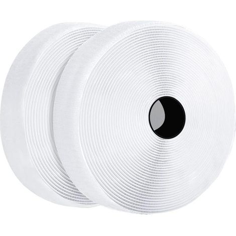 8M Bande Agrippantes Adhésives Ruban Moustiquaire Hook Loop Rouleau Scratch pour moustiquaire fenetre, cadres photos Installation, 8m x 2 (Blanc) (1/4)