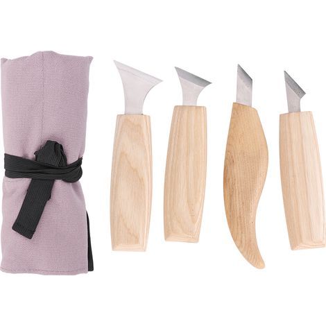 7-teiliges Holzschnitzwerkzeug-Set aus Edelstahl mit Holzgriffen – Zubehör für die Holzbearbeitung (1/5)