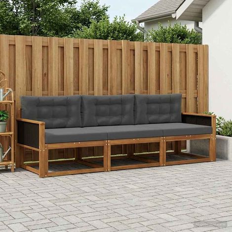 vidaXL Outdoor-Sofagarnitur mit Kissen 3 pcs Natur und Anthrazit (1/5)
