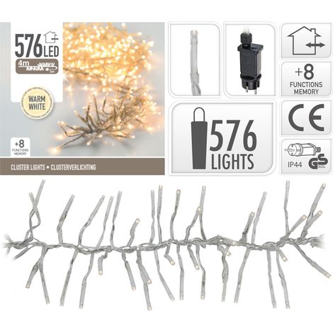 LUCI NATALE GHIRLANDA 576 LED BIANCO CALDO CON GIOCHI DI LUCE ADDOBBI (1/2)