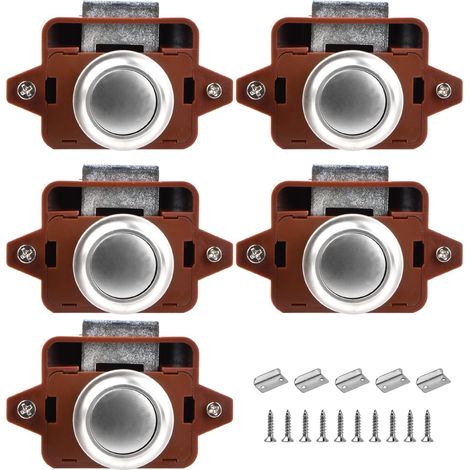 5 Pieces Bouton Poussoir Loquet,Bouton Poussoir en Métal Serrure de Porte,Bouton en Métal Verrou Porte,Loquet de Verrouillage de Porte Sans clé,pour Caravane Yacht (1/5)