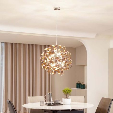 [GEBRAUCHT] B-Ware Lucande Hängelampe Kaelor Ø 60 cm satin kupfer dimmbar Aluminium 12x8W G9 (1/2)
