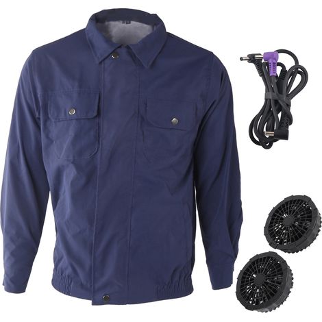 Veste ventilateur USB rafraîchissante été homme, vêtement de travail climatisé bleu, taille S/M (1/5)