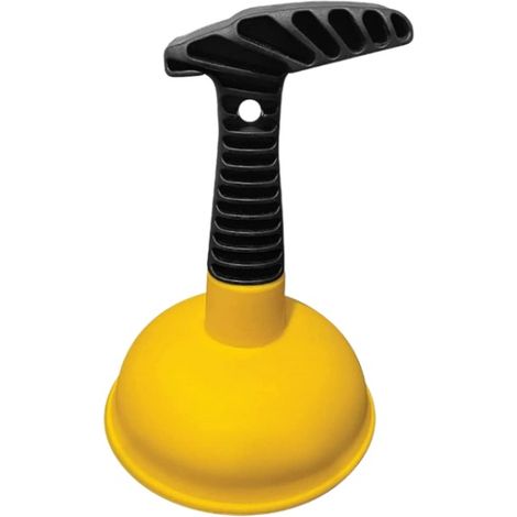 Mini ventouse de débouchage jaune à manche court en cuir (couramment utilisée pour les éviers de cuisine, les siphons de sol de salle de bain et les baignoires) (1/5)