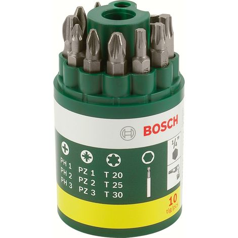 Bosch ASSORTIMENTO BIT DI AVVITAMENTO (PH + PZ+ TORX) 10 pezzi