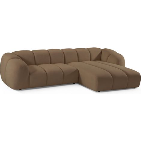 Selsey Millma - Ecksofa L-Form, 3-Sitzer, Samt Hellbraun, 300 cm (1/5)