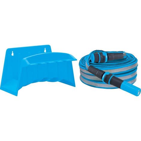Schlauch AQUACRAFT® 870101, Textilschlauch, flach, Set mit Düse und Halter, L-10 m – Flachschlauch für Gartenbewässerung (1/2)