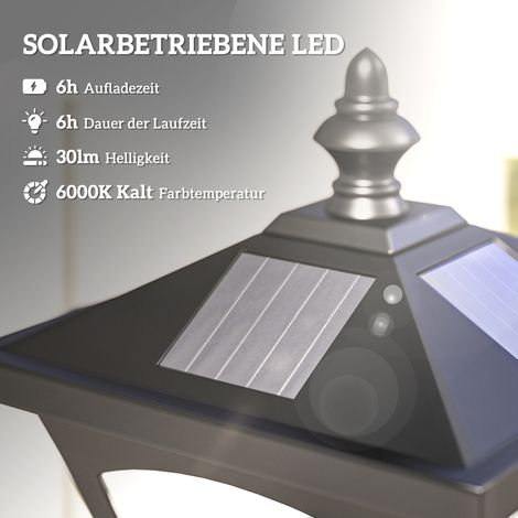 Lanterne solaire LED 30 lumens, piquet solaire de jardin 120 cm, lampe extérieure noire (1/5)