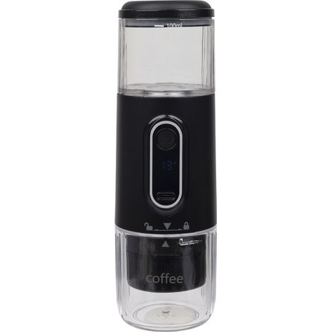 Cafetière portable 3 en 1 à extraction par pompe et capsules expresso, double usage, noire