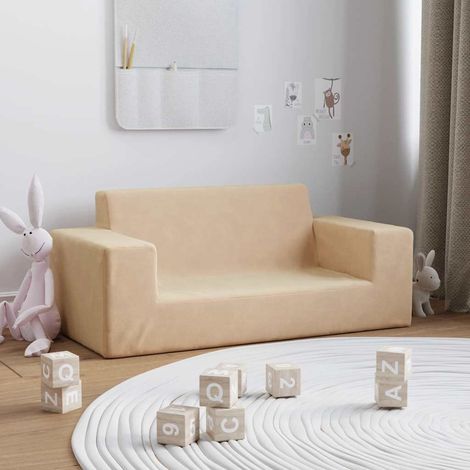 Canapé pour enfants à 2 places,Sofa pour Salon,Banquette Crème Peluche douce CFW879884 (1/5)