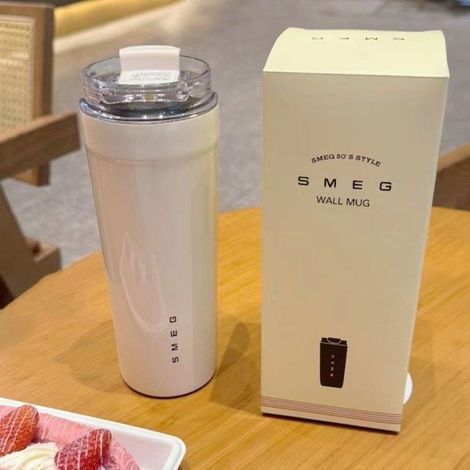 SMEG Mug isothermes 550ml, Tasse à Café en Acier Inoxydable, Tasse Isotherme Voyage double isolée sous vide avec CAFETIERE MUG
