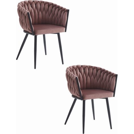 Fauteuil Orion - velours rose foncé / pieds noirs x 2 (1/5)