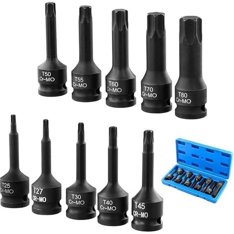 Star Bit Sockets, T25 to T80, 1/2-Inch Drive, Chrome Vanadium Steel (1/5)