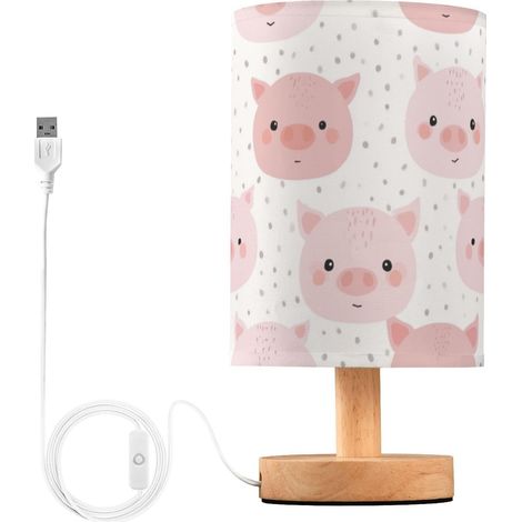 Kcldeci Jolie lampe de chevet à motif tête cochon rose pour (1/5)