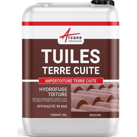 Arcane Industries – Imperméabilisant hydrofuge incolore pour tuiles en terre cuite – Protection durable jusqu'à 10 ans – 20 L pour 100 m²