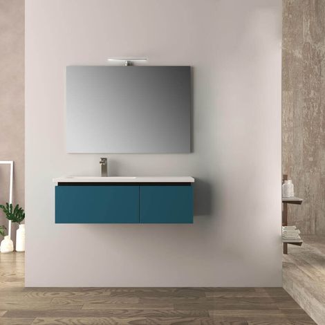 Mobile da bagno blu petrolio 100 cm Mono Slide (1/4)