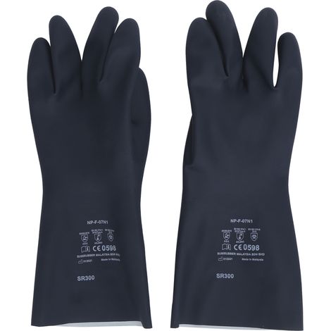 Paire de gants en néoprène résistants aux produits chimiques, à l'acétone, aux acides et aux alcalis, doublure en fibre de coton floquée, taille M (1/5)
